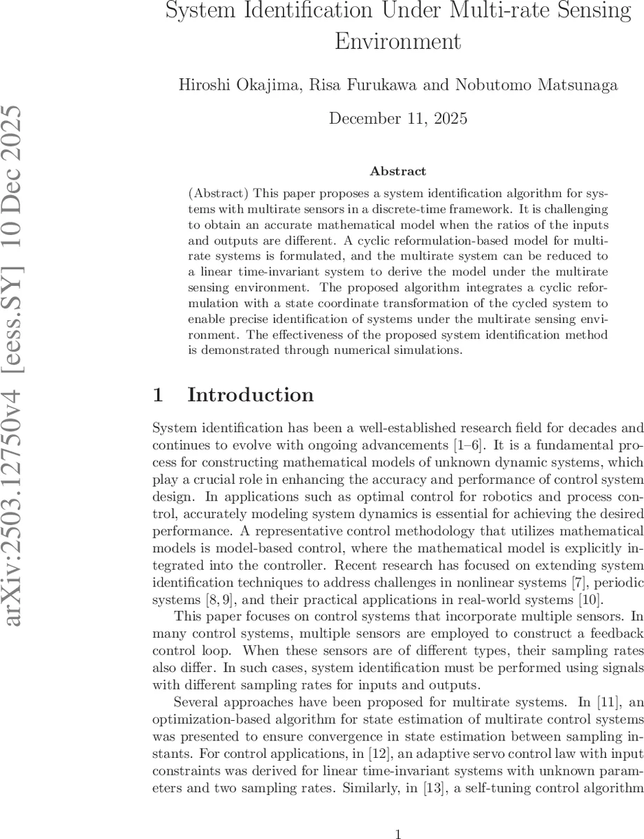 System Identification Under Multi-rate Sensing Environment