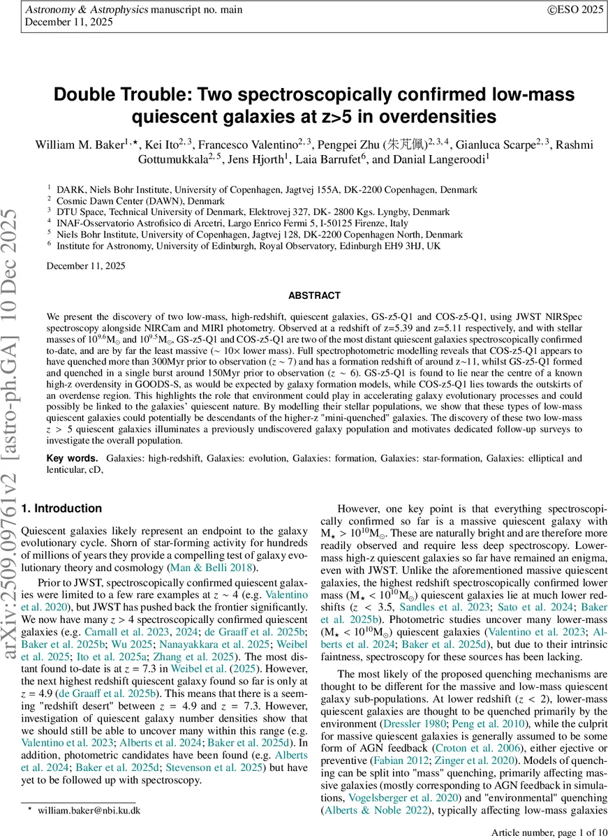 Double Trouble: Two spectroscopically confirmed low-mass quiescent galaxies at z>5 in overdensities