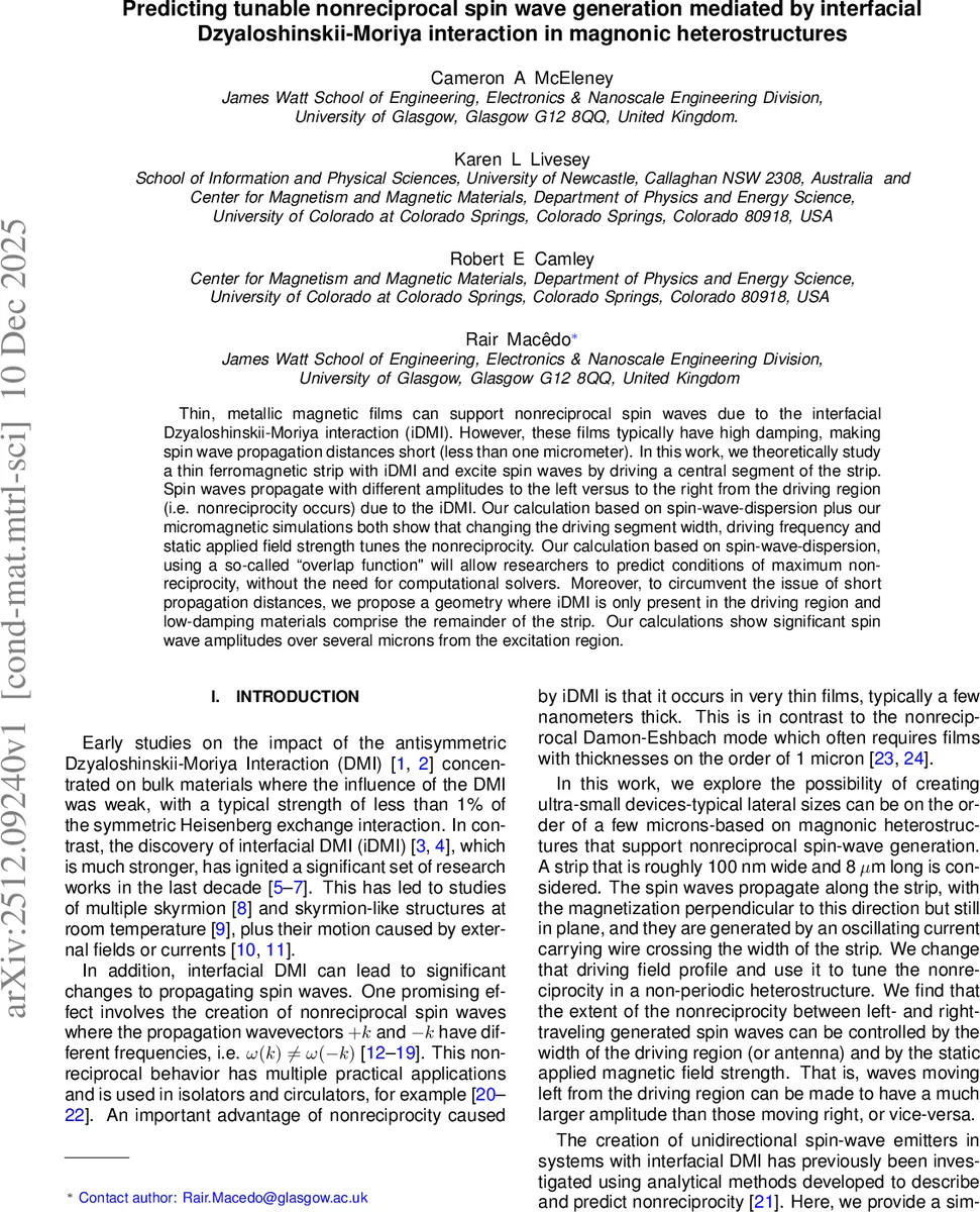 Predicting tunable nonreciprocal spin wave generation mediated by interfacial Dzyaloshinskii-Moriya interaction in magnonic heterostructures