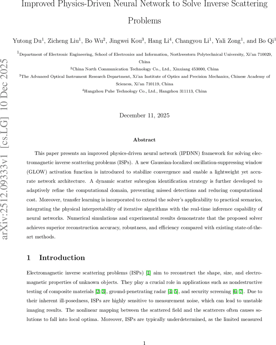 Improved Physics-Driven Neural Network to Solve Inverse Scattering Problems