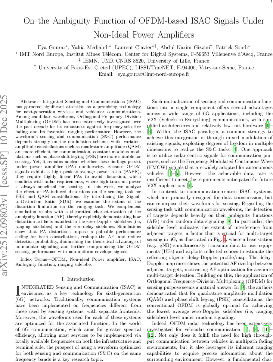 On the Ambiguity Function of OFDM-based ISAC Signals Under Non-Ideal Power Amplifiers