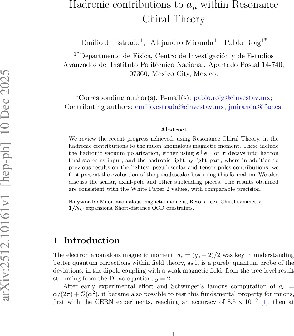 Hadronic contributions to $a_μ$ within Resonance Chiral Theory