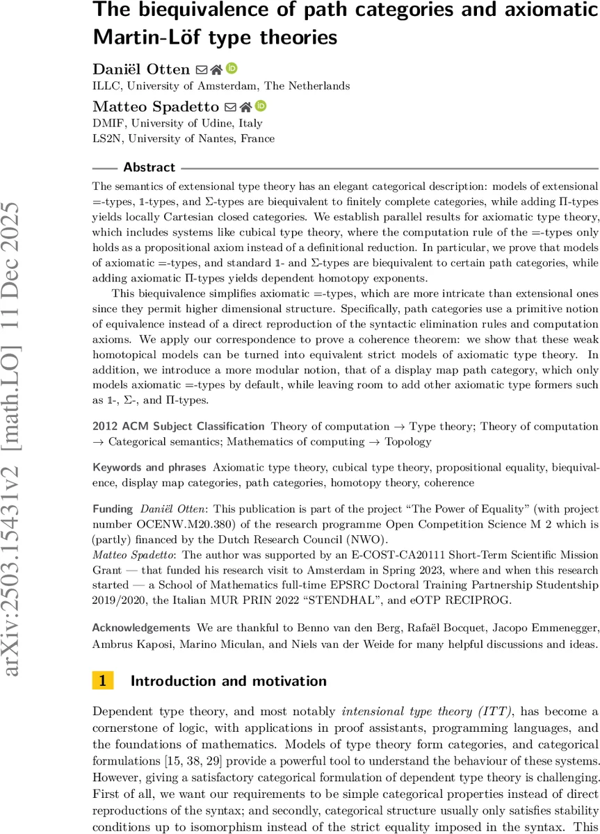 The biequivalence of path categories and axiomatic Martin-Löf type theories