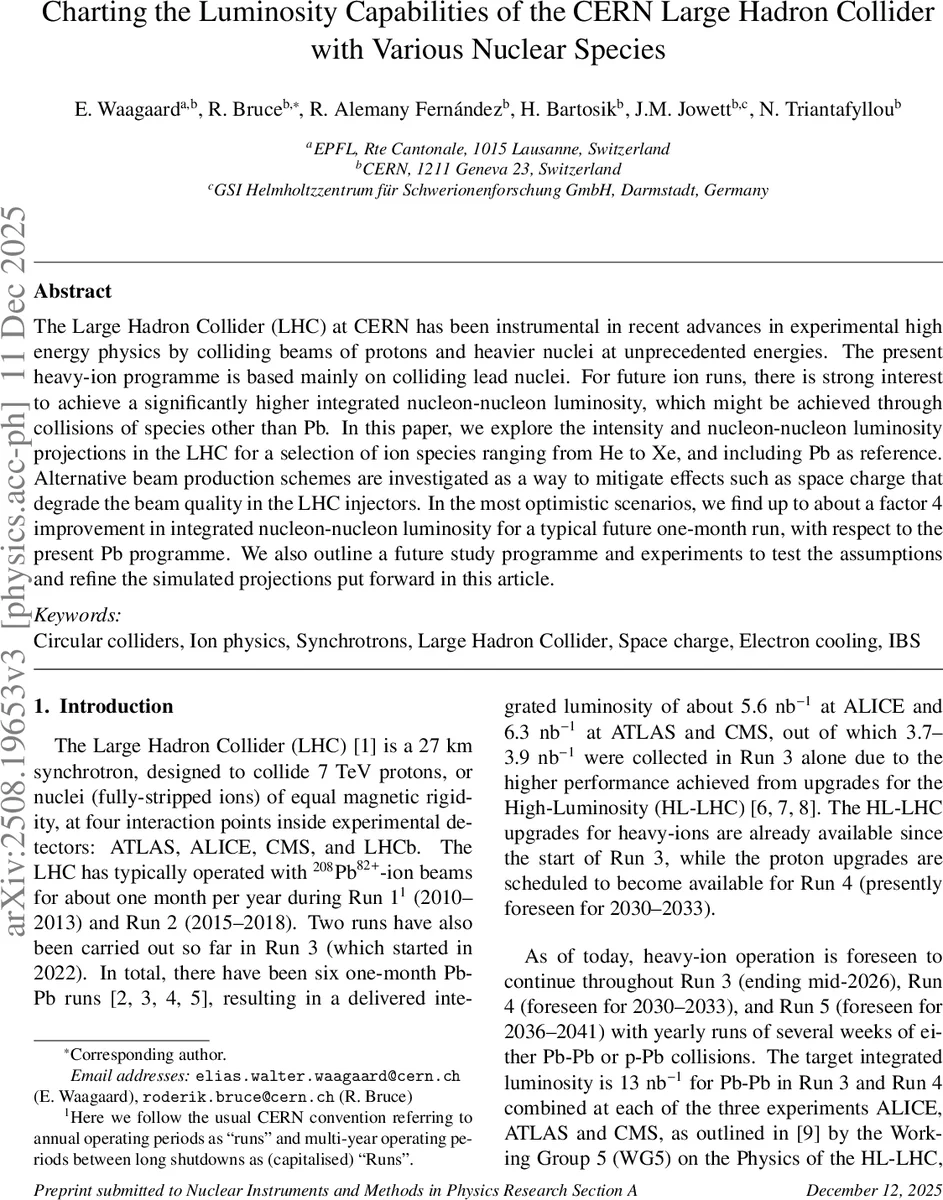 Charting the Luminosity Capabilities of the CERN Large Hadron Collider with Various Nuclear Species