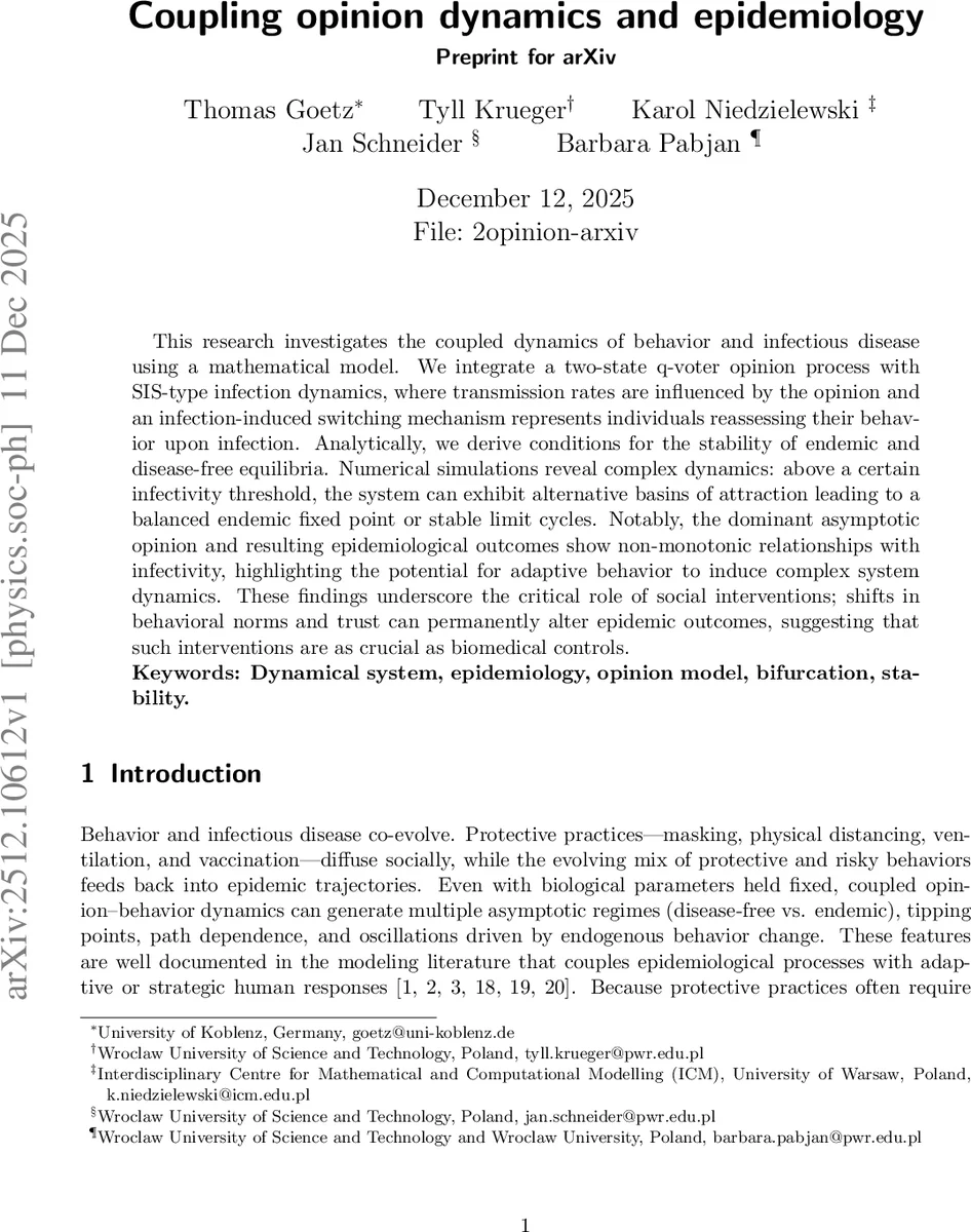 Coupling opinion dynamics and epidemiology