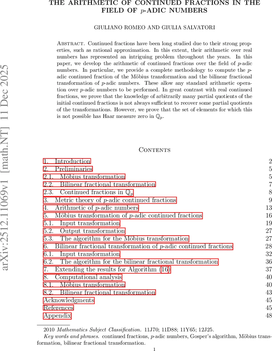 The arithmetic of continued fractions in the field of $p$-adic numbers