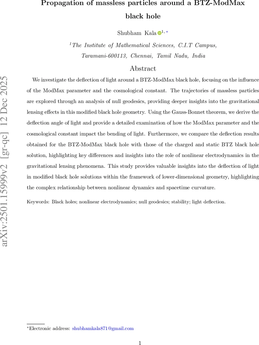 Propagation of massless particles around a BTZ-ModMax black hole