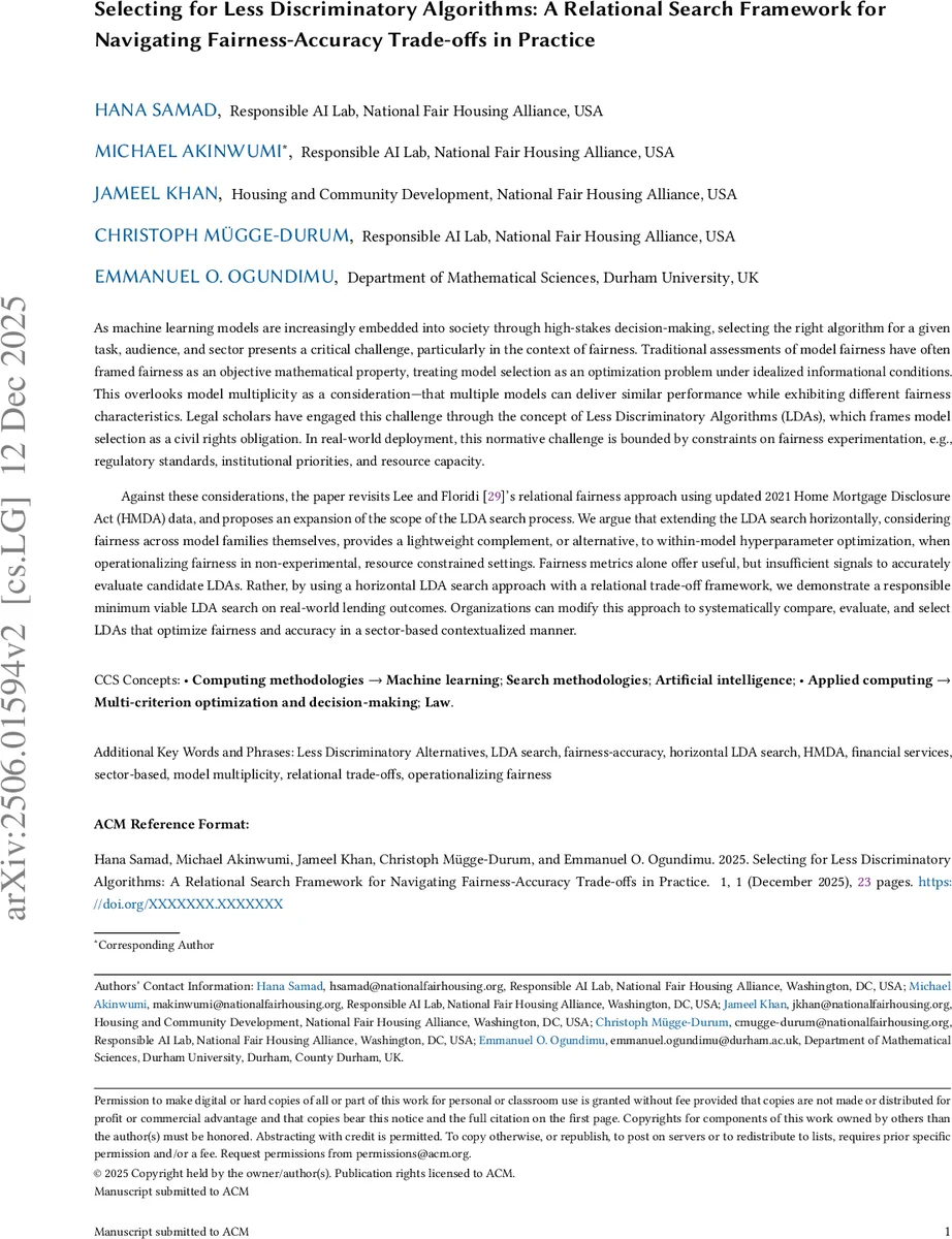 Selecting for Less Discriminatory Algorithms: A Relational Search Framework for Navigating Fairness-Accuracy Trade-offs in Practice