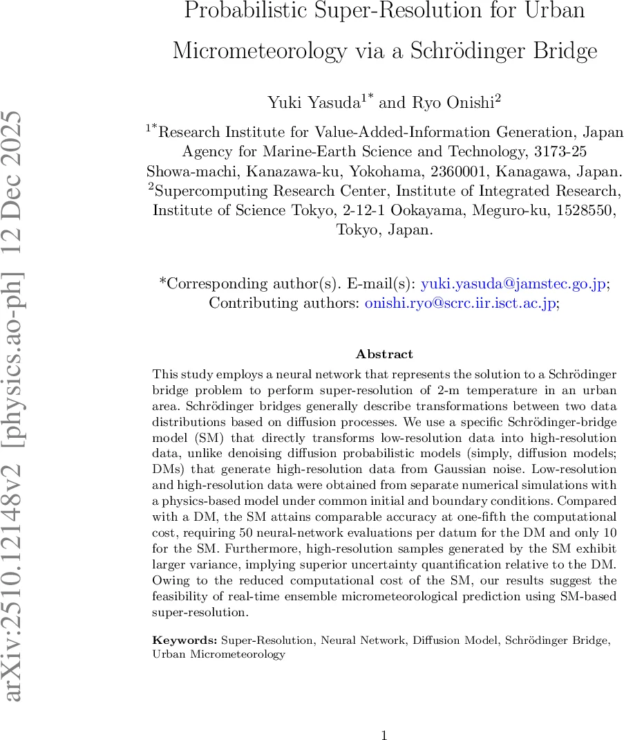 Probabilistic Super-Resolution for Urban Micrometeorology via a Schrödinger Bridge