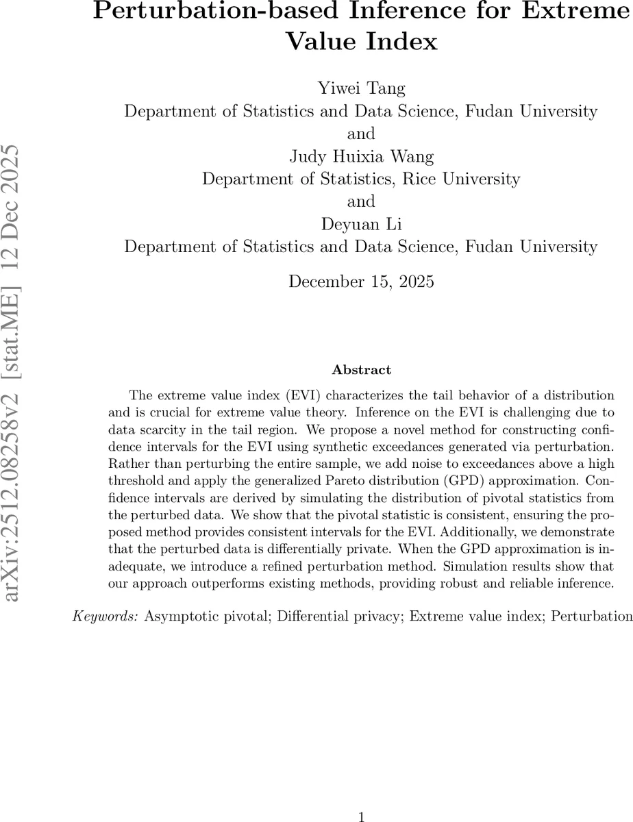 Perturbation-based Inference for Extreme Value Index