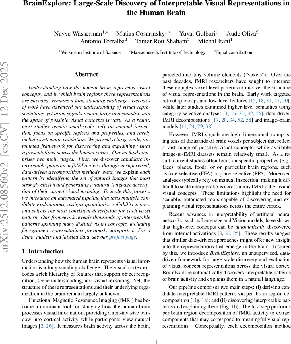 BrainExplore: Large-Scale Discovery of Interpretable Visual Representations in the Human Brain