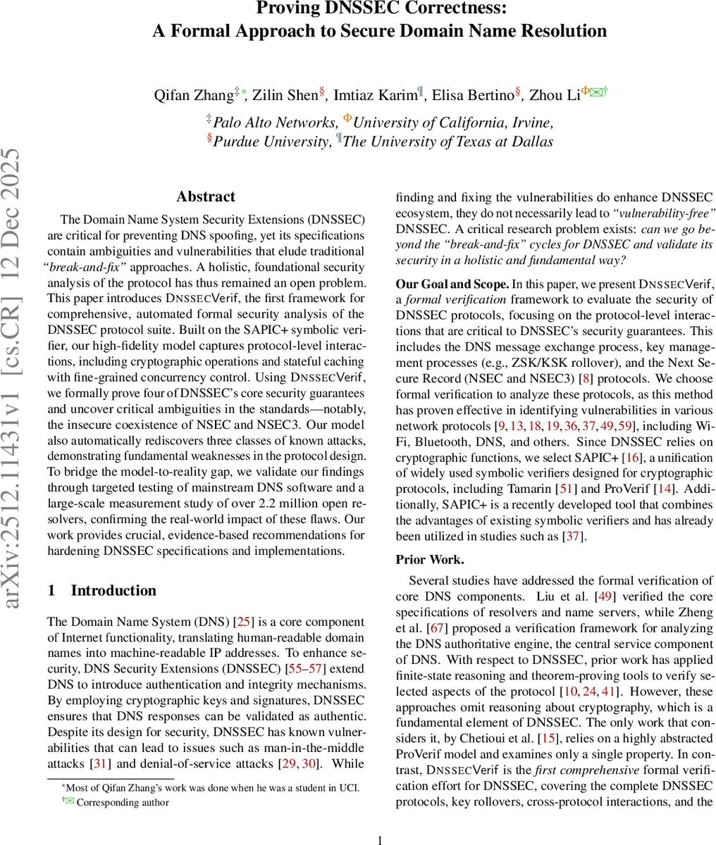Proving DNSSEC Correctness: A Formal Approach to Secure Domain Name Resolution