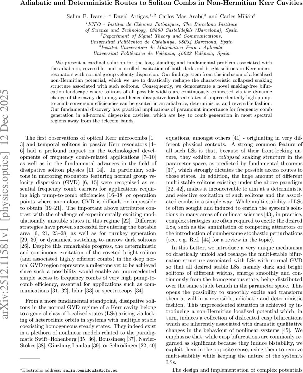 Adiabatic and Deterministic Routes to Soliton Combs in Non-Hermitian Kerr Cavities