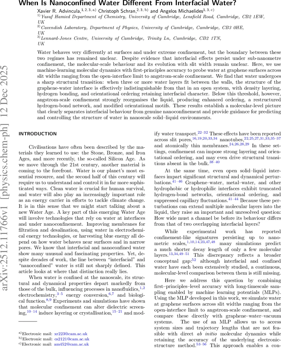 When Is Nanoconfined Water Different From Interfacial Water?