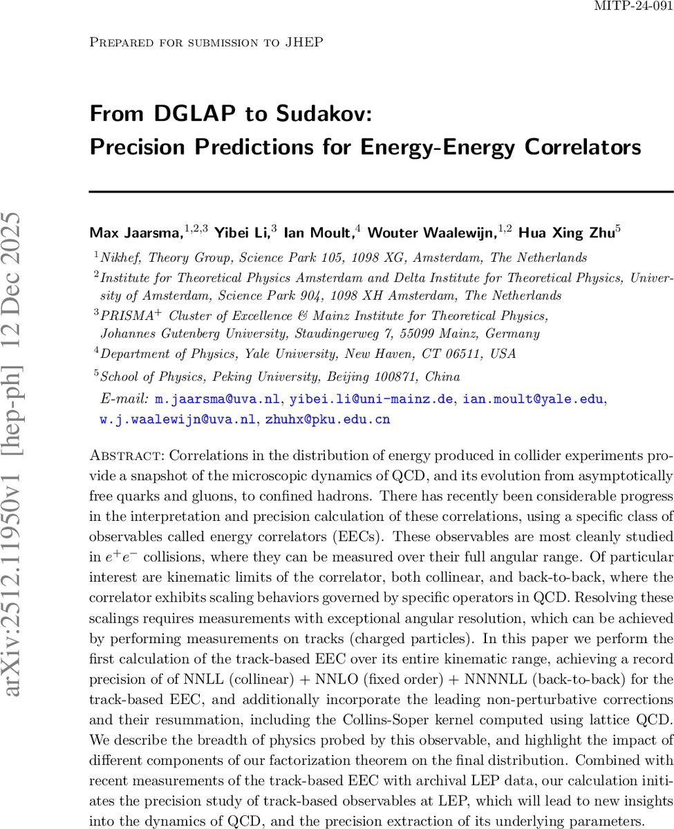 From DGLAP to Sudakov: Precision Predictions for Energy-Energy Correlators