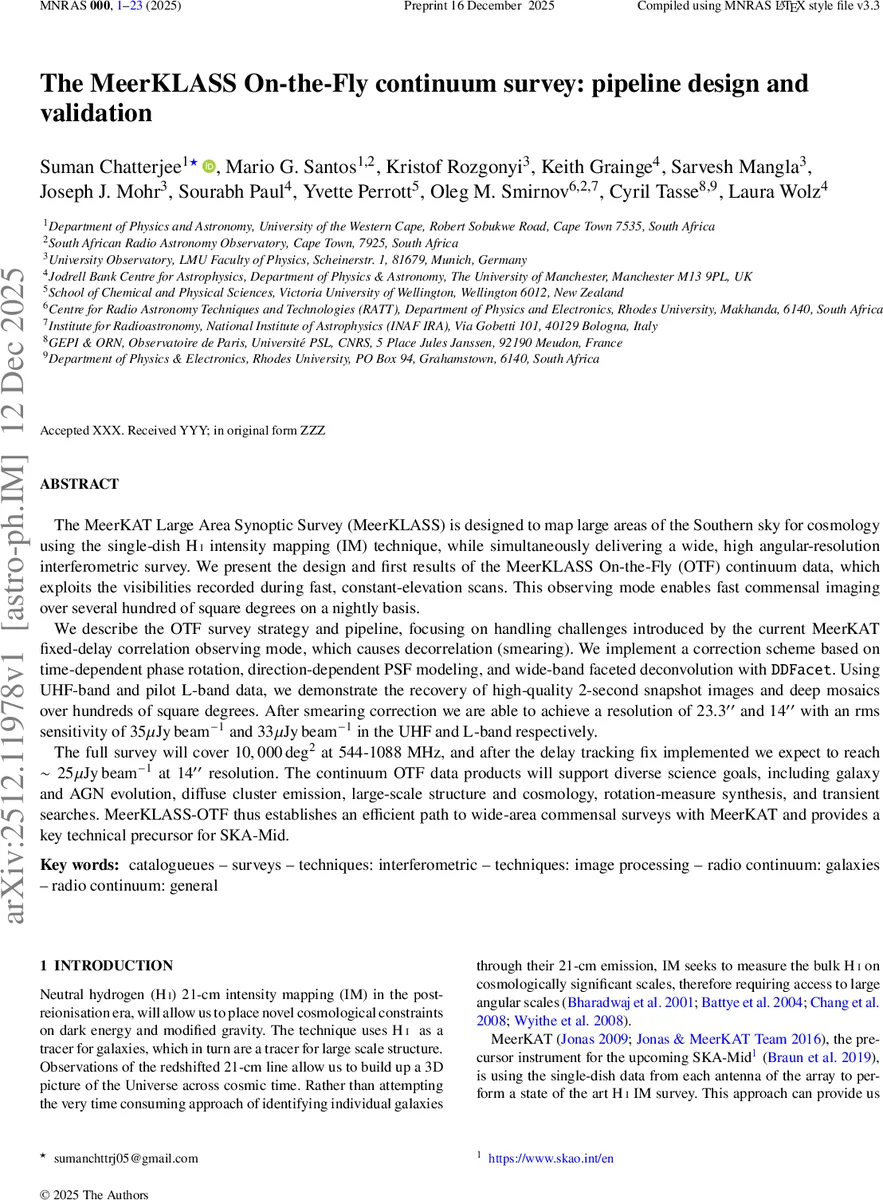 The MeerKLASS On-the-Fly continuum survey: pipeline design and validation