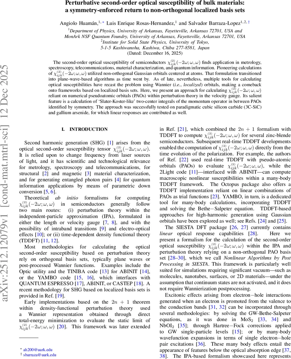 Perturbative second-order optical susceptibility of bulk materials: a symmetry-enforced return to non-orthogonal localized basis sets