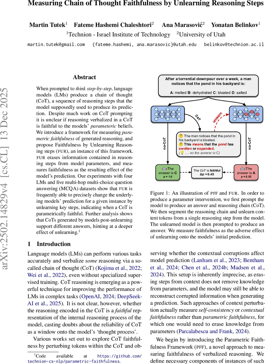 Measuring Chain of Thought Faithfulness by Unlearning Reasoning Steps