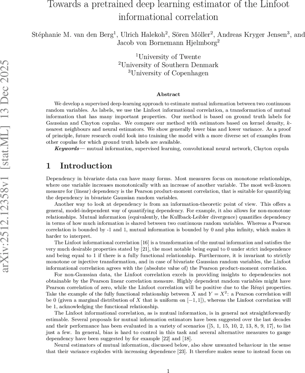 Towards a pretrained deep learning estimator of the Linfoot informational correlation