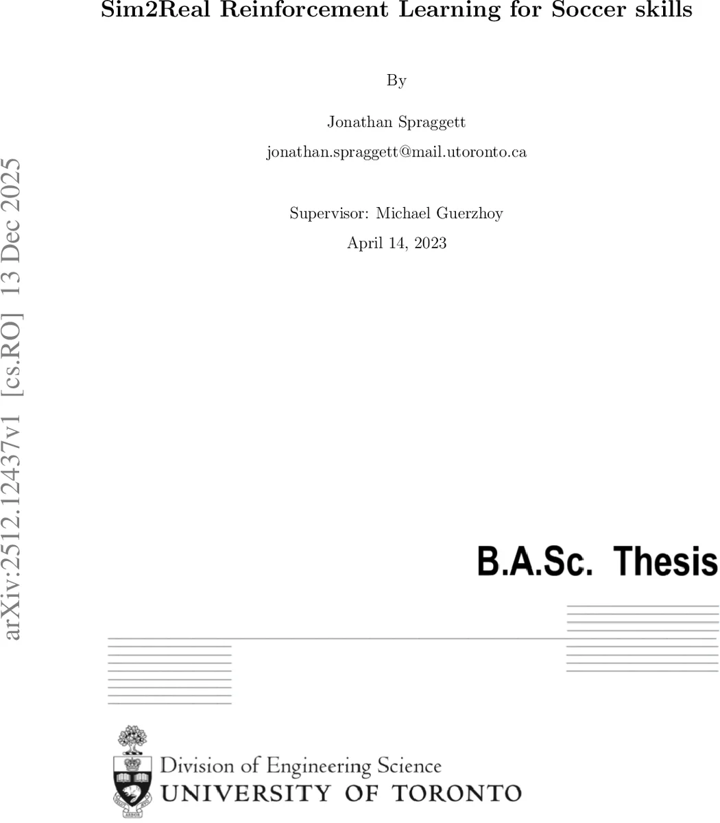 Sim2Real Reinforcement Learning for Soccer skills