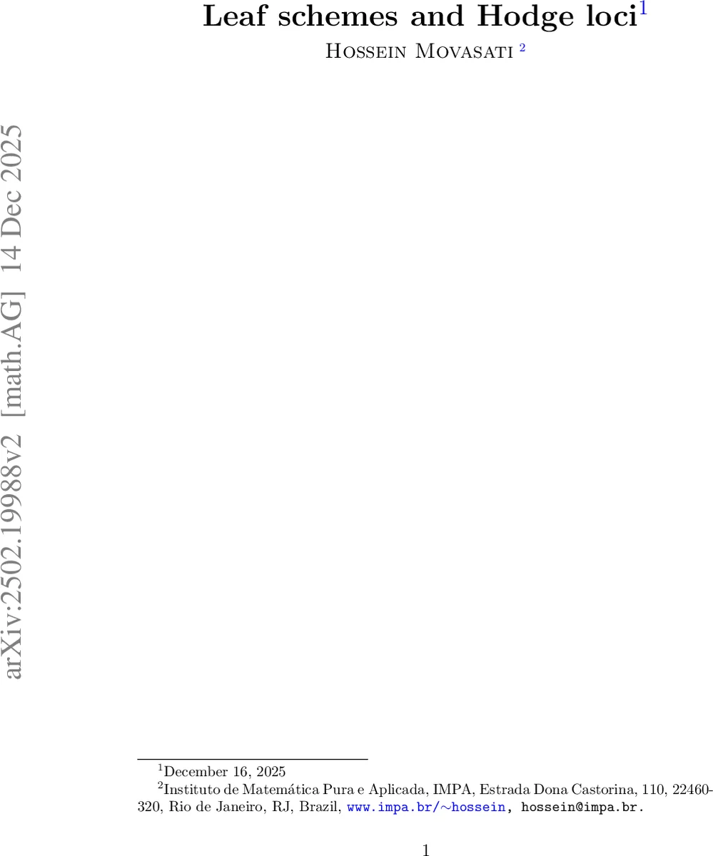 Leaf schemes and Hodge loci