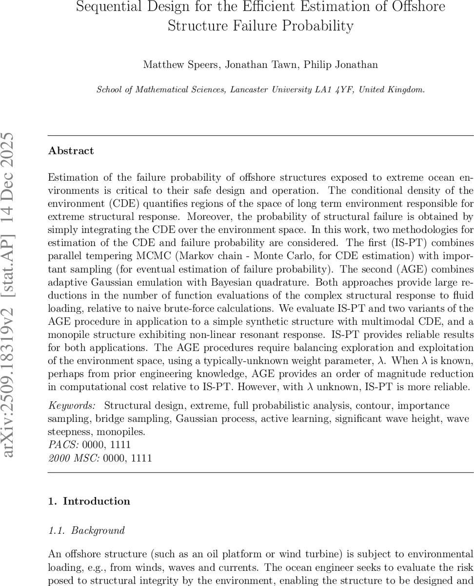 Sequential Design for the Efficient Estimation of Offshore Structure Failure Probability