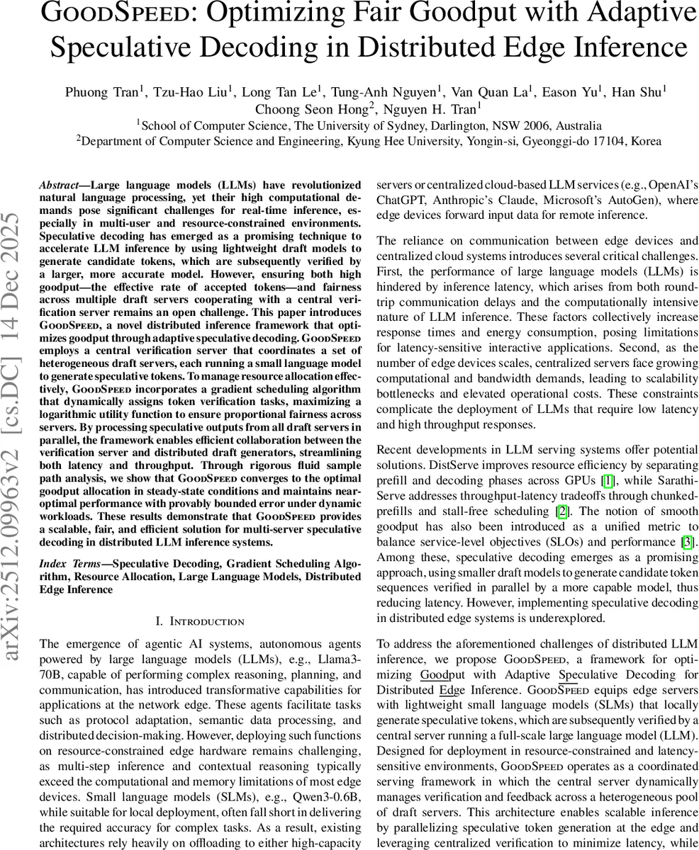 GoodSpeed: Optimizing Fair Goodput with Adaptive Speculative Decoding in Distributed Edge Inference