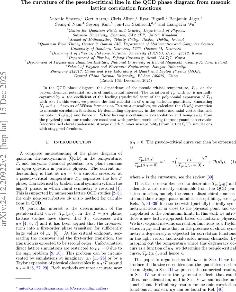 The curvature of the pseudo-critical line in the QCD phase diagram from mesonic lattice correlation functions