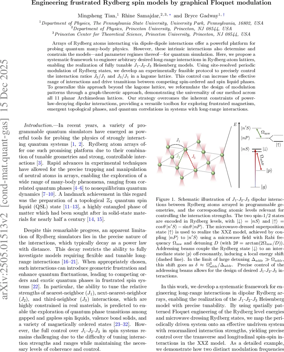 Engineering frustrated Rydberg spin models by graphical Floquet modulation