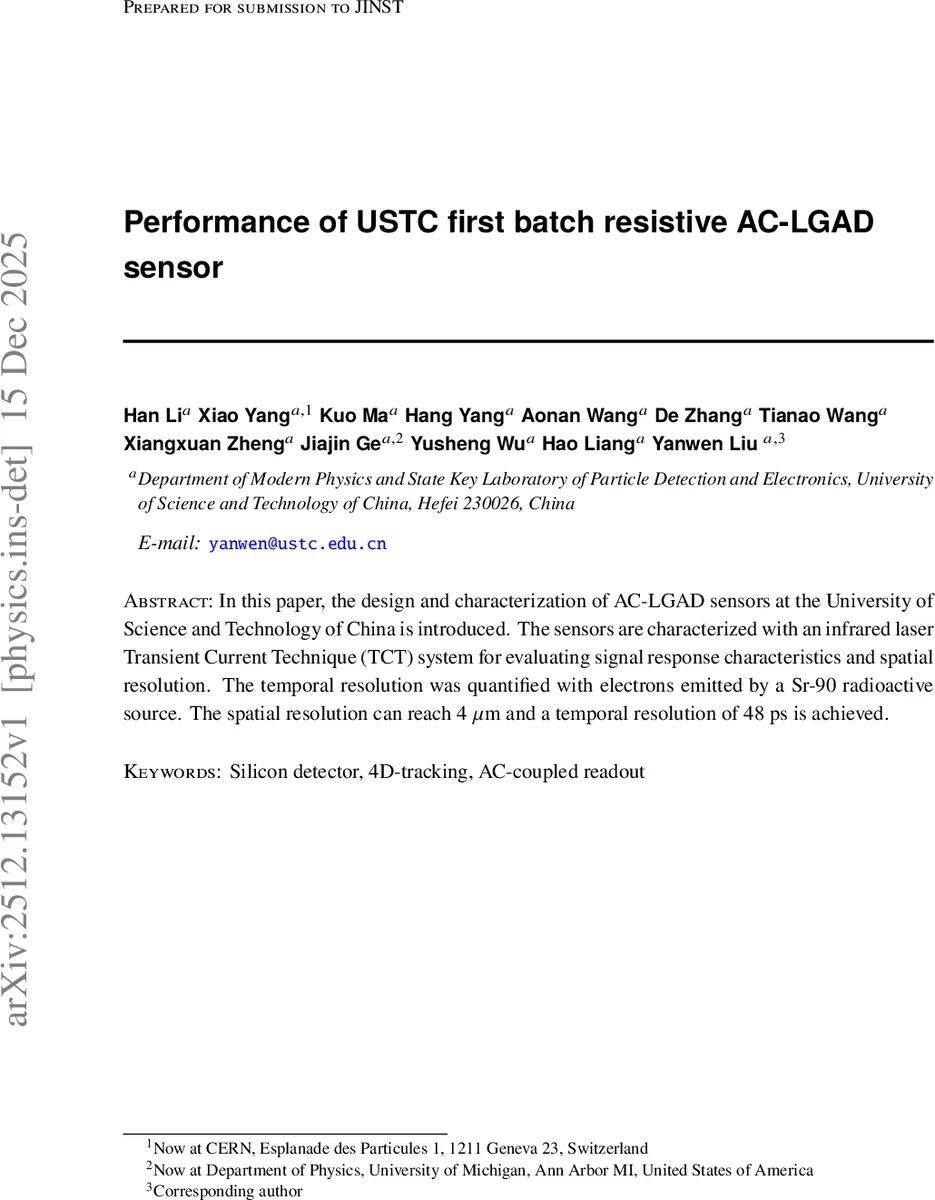 Performance of USTC first batch resistive AC-LGAD sensor