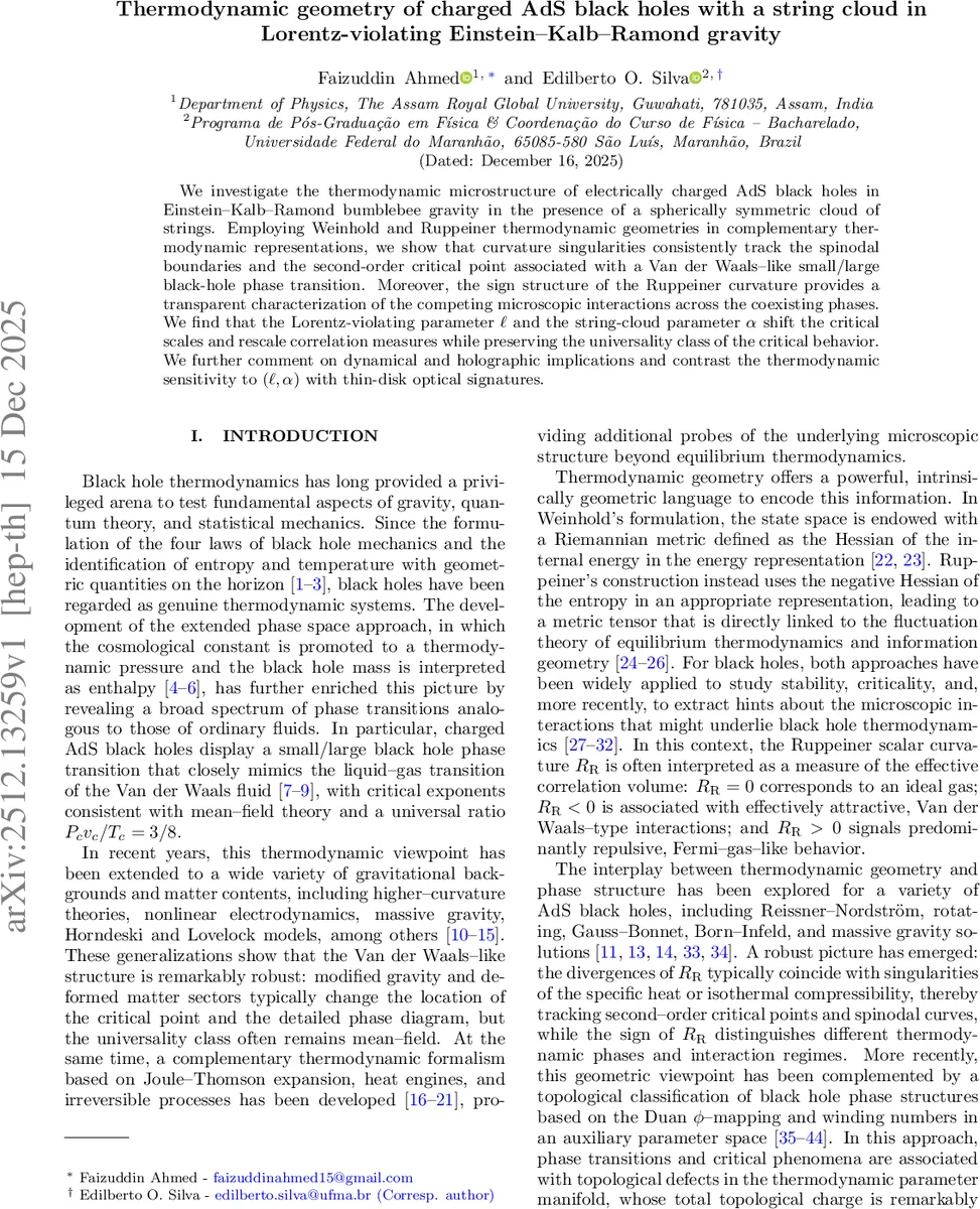 Thermodynamic geometry of charged AdS black holes with a string cloud in Lorentz-violating Einstein-Kalb-Ramond gravity