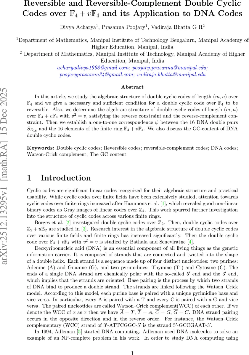 Reversible and Reversible-Complement Double Cyclic Codes over F4+vF4 and its Application to DNA Codes