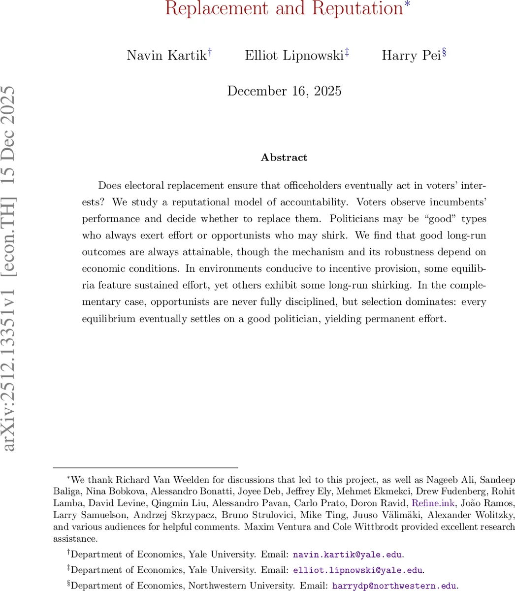 Replacement and Reputation