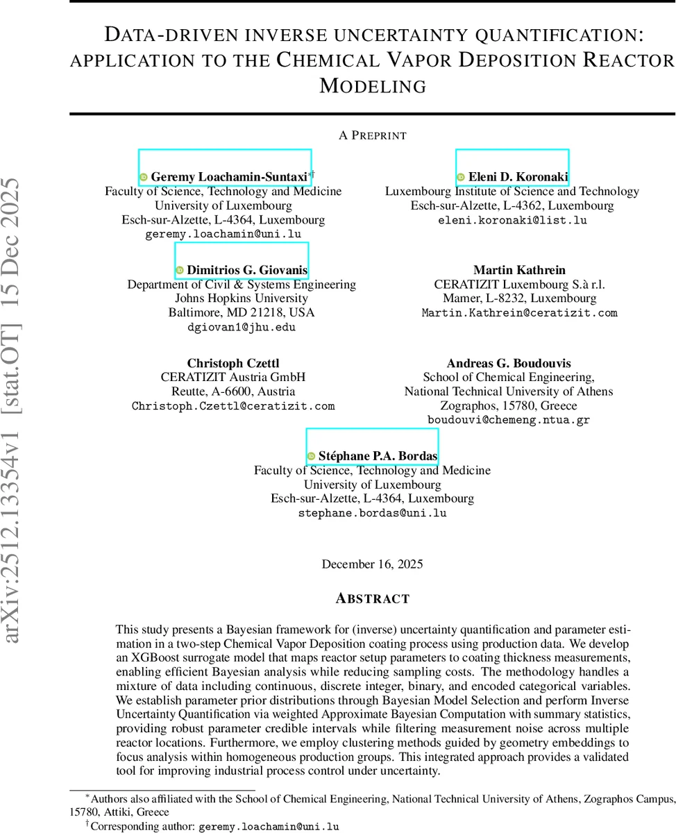 Data-driven inverse uncertainty quantification: application to the Chemical Vapor Deposition Reactor Modeling