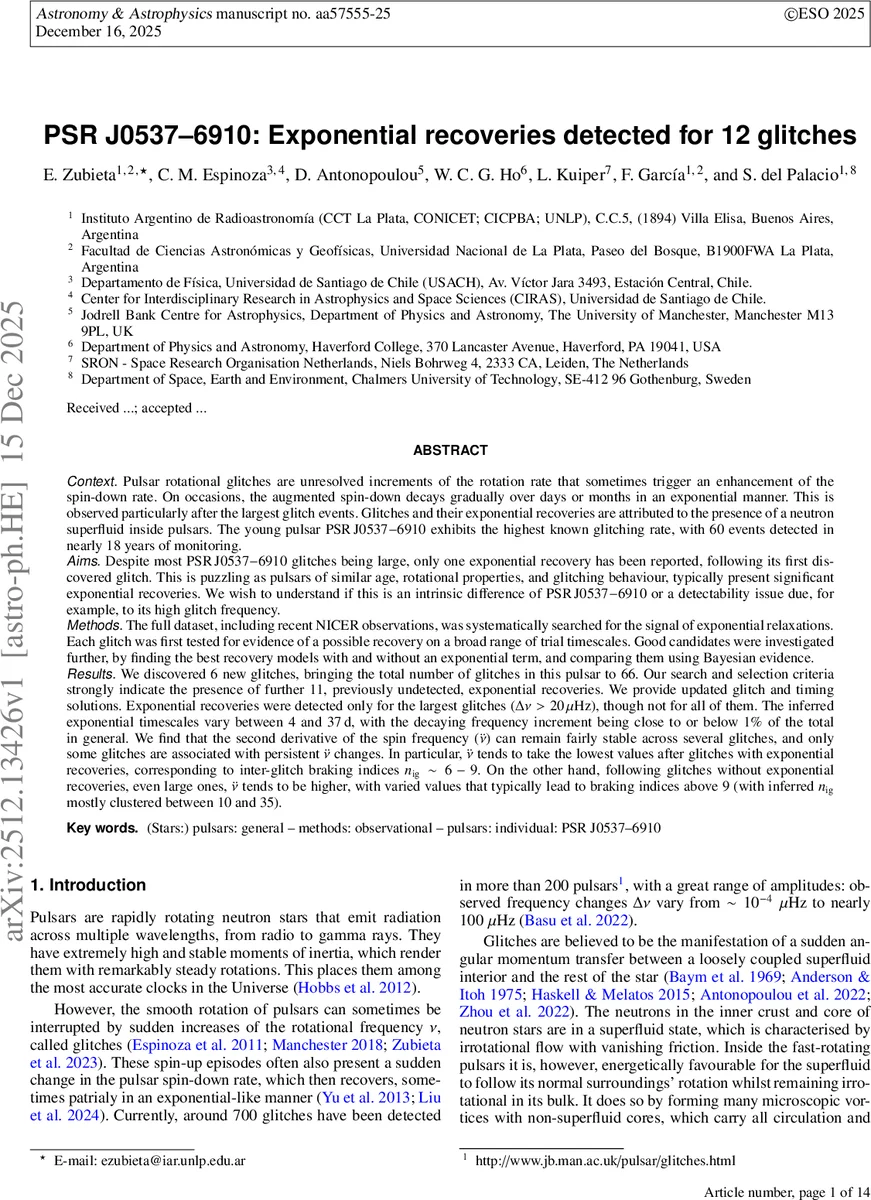 PSR J0537-6910: Exponential recoveries detected for 12 glitches