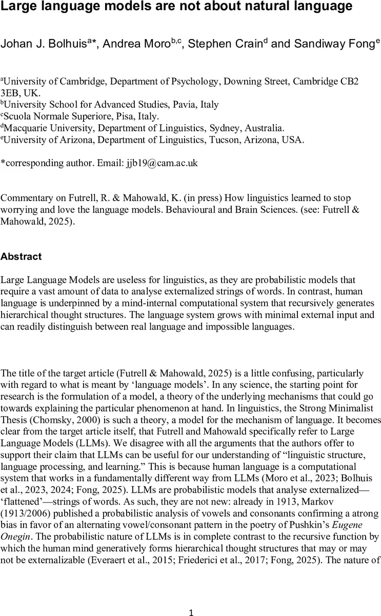 Large language models are not about natural language