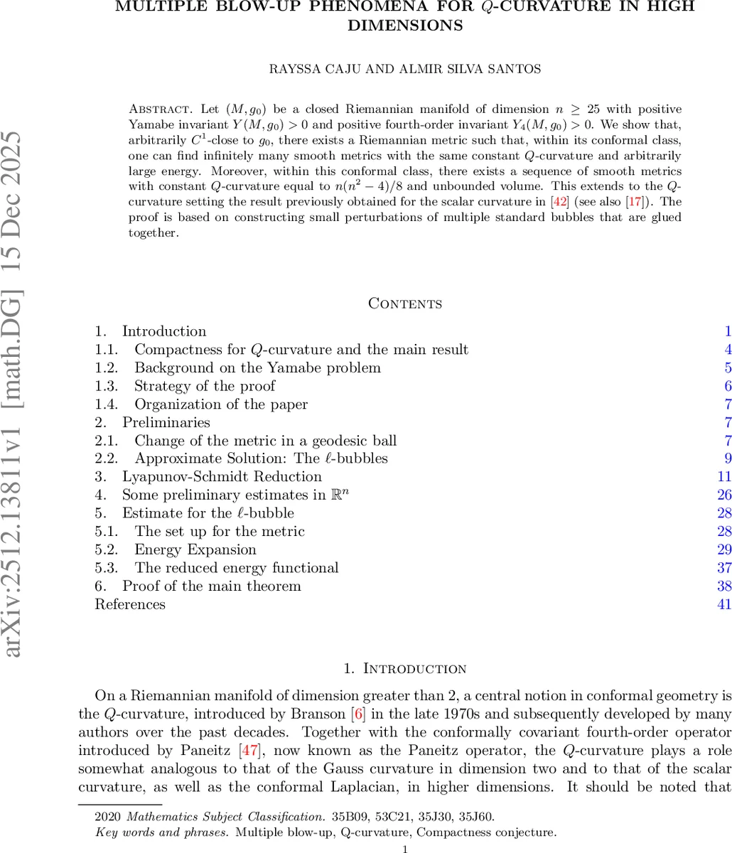 Multiple Blow-Up Phenomena for $Q$-Curvature in High Dimensions