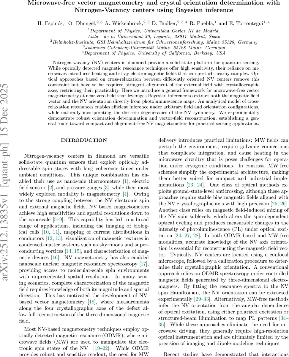 Microwave-free vector magnetometry and crystal orientation determination with Nitrogen-Vacancy centers using Bayesian inference