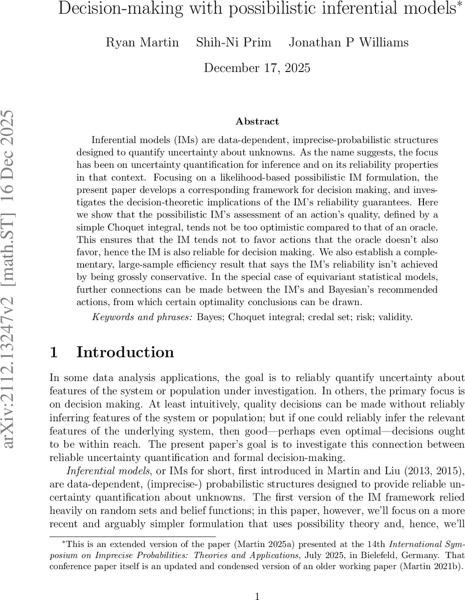 Decision-making with possibilistic inferential models