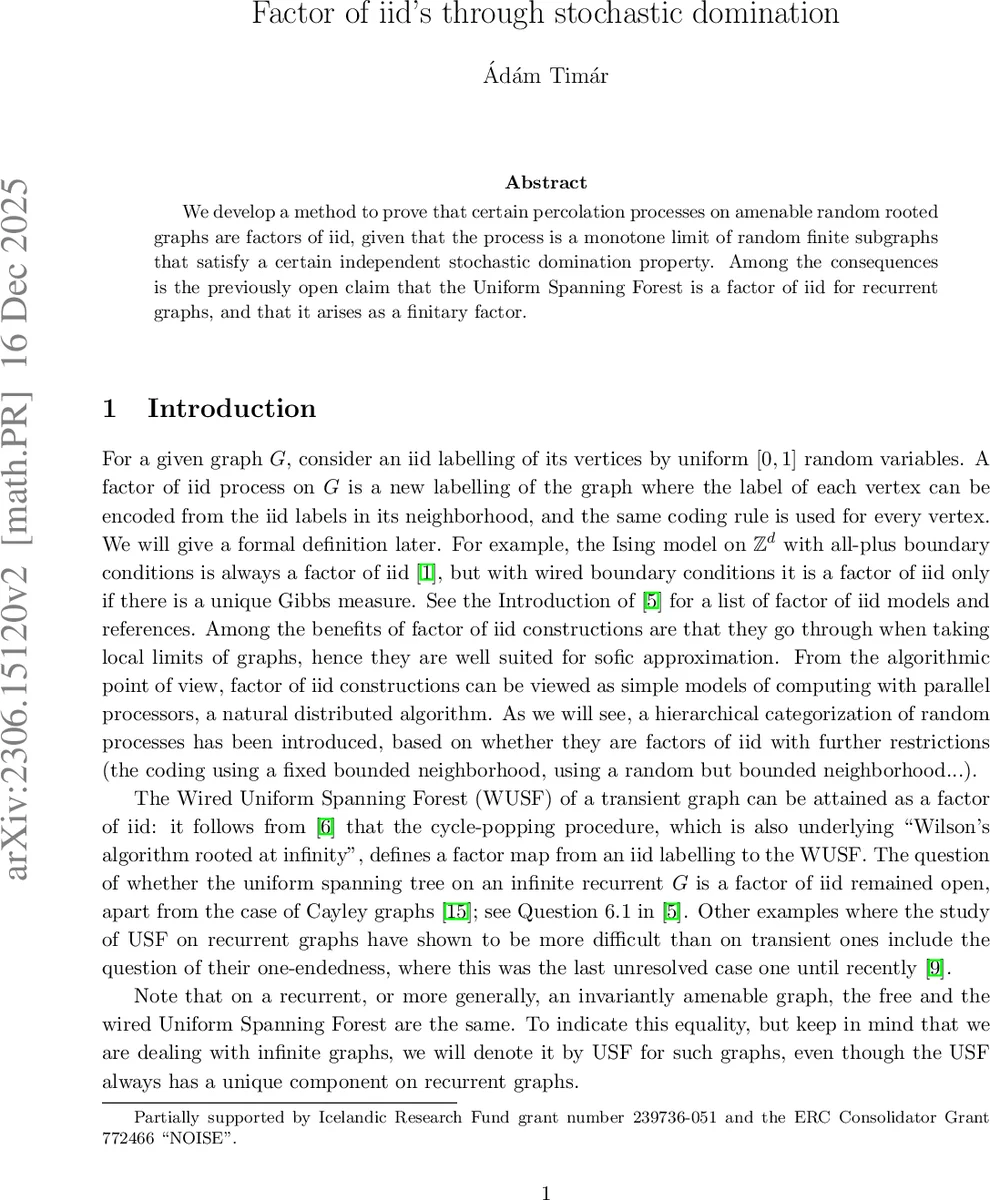 Factor of iid's through stochastic domination