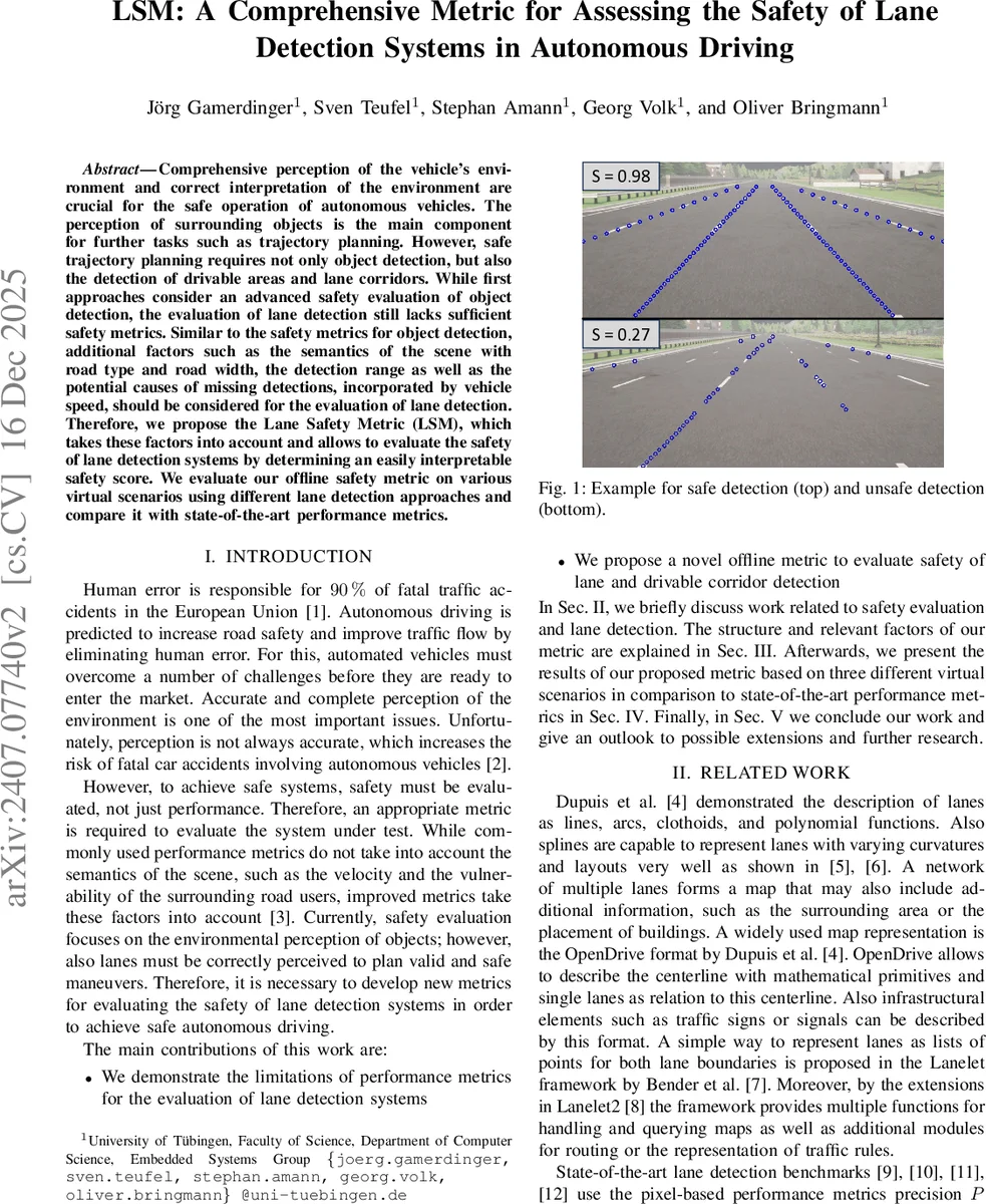LSM: A Comprehensive Metric for Assessing the Safety of Lane Detection Systems in Autonomous Driving