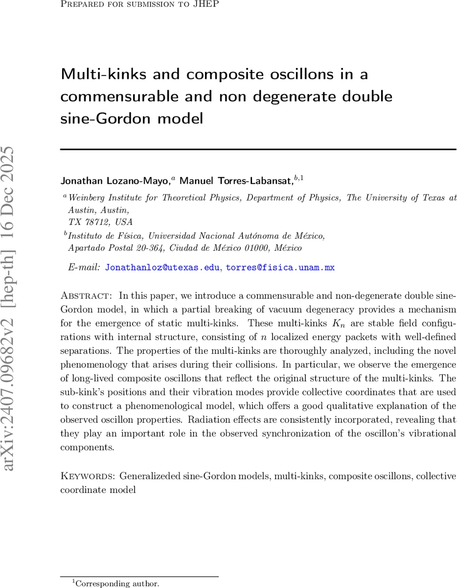Multi-kinks and composite oscillons in a commensurable and non degenerate double sine-Gordon model