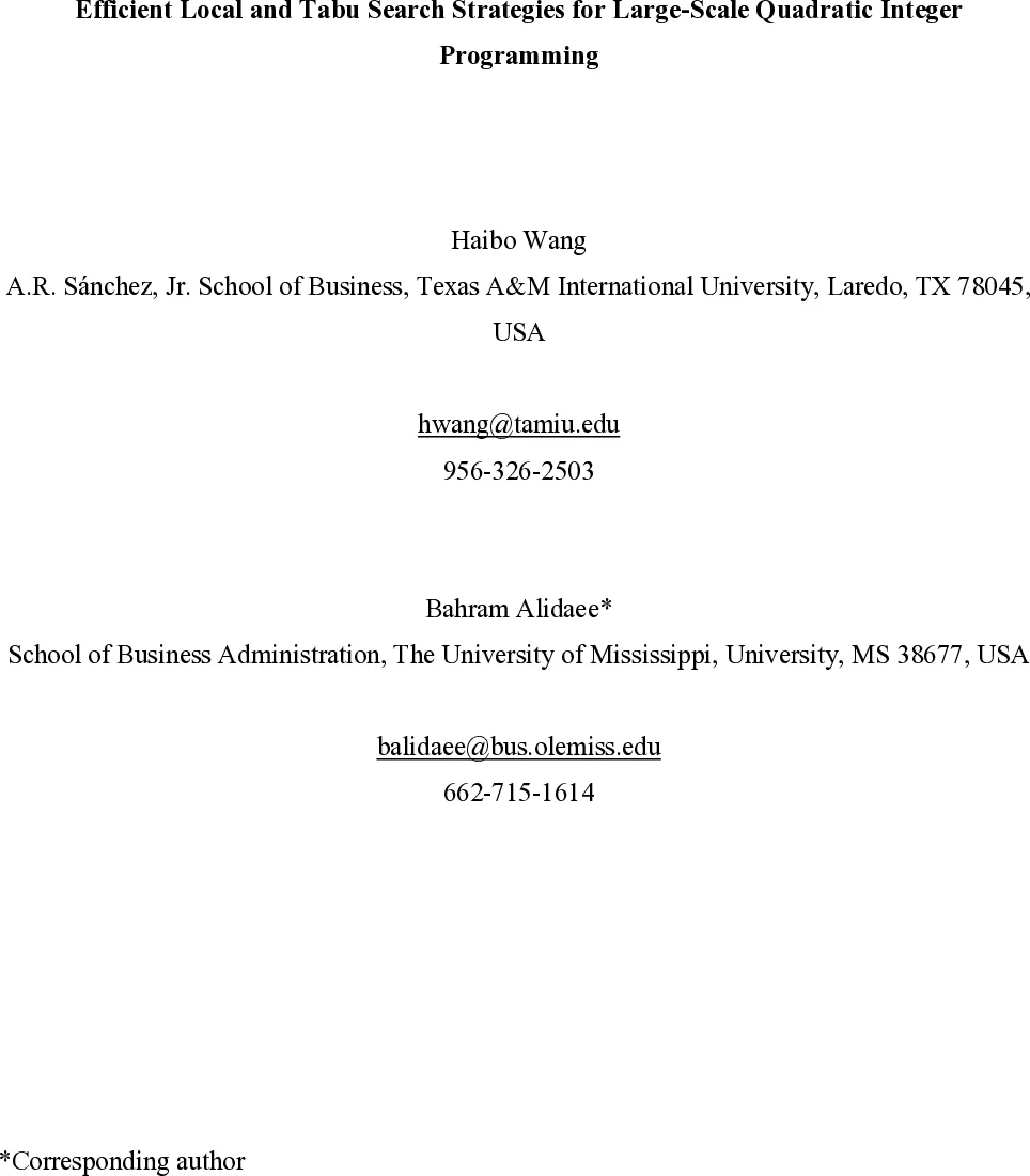 Efficient Local and Tabu Search Strategies for Large-Scale Quadratic Integer Programming