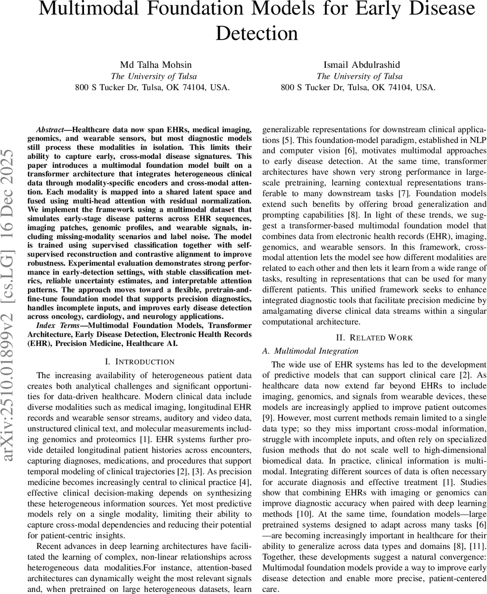 Multimodal Foundation Models for Early Disease Detection