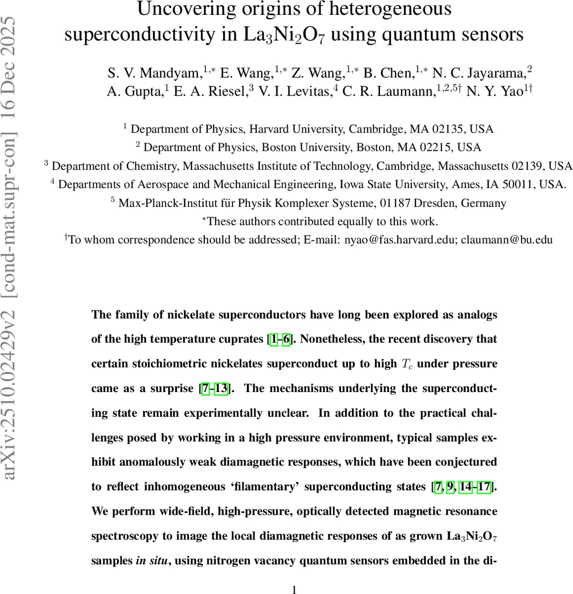 Uncovering origins of heterogeneous superconductivity in La$_3$Ni$_2$O$_7$ using quantum sensors