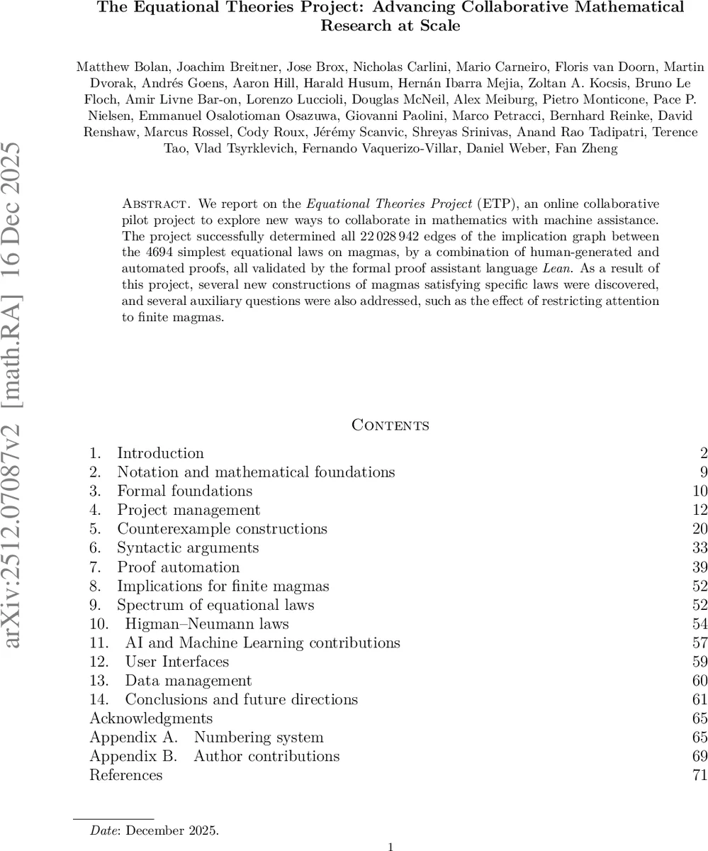 The Equational Theories Project: Advancing Collaborative Mathematical Research at Scale