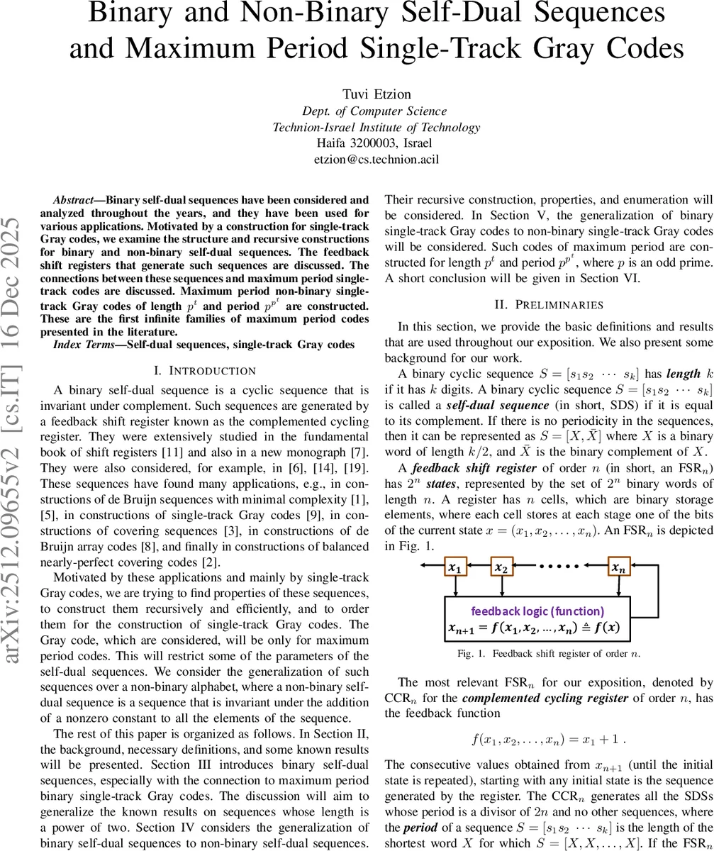 Binary and Non-Binary Self-Dual Sequences and Maximum Period Single-Track Gray Codes