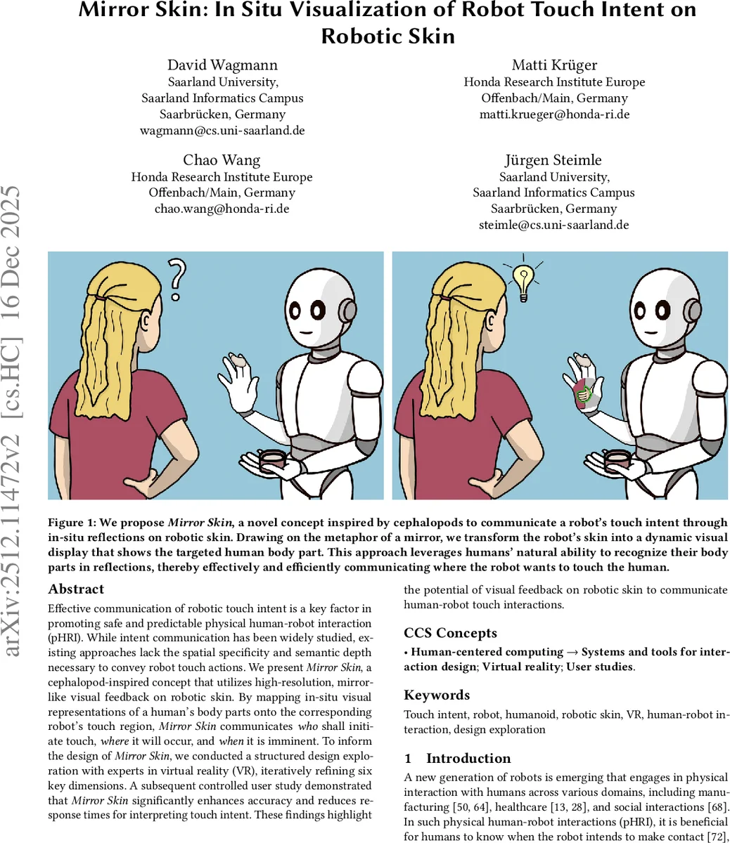 Mirror Skin: In Situ Visualization of Robot Touch Intent on Robotic Skin
