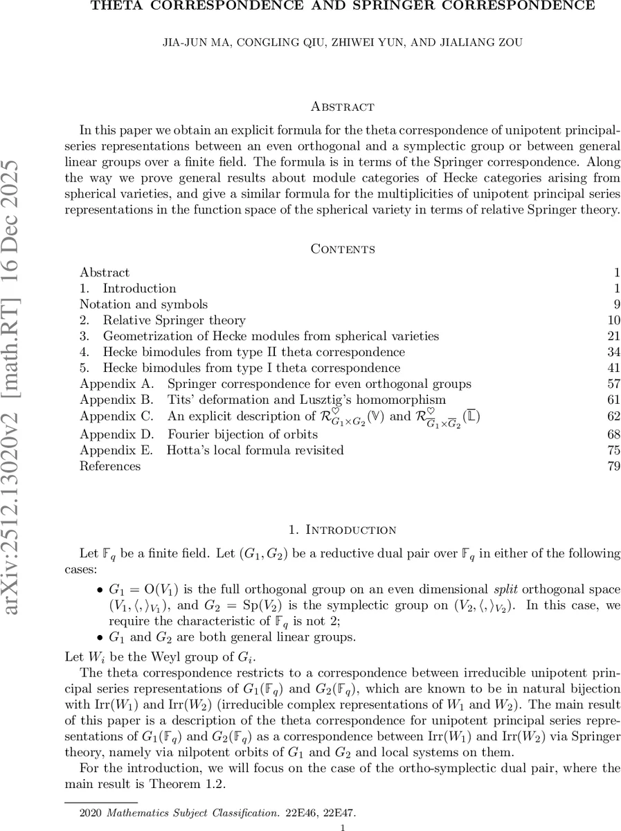 Theta correspondence and Springer correspondence