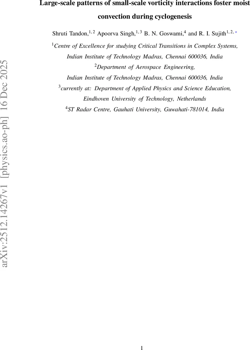 Large-scale patterns of small-scale vorticity interactions foster moist convection during cyclogenesis